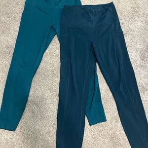 90 Degree By Reflex Teal and Navy Leggings